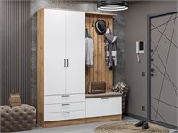 Прихожая  Стиль-03, каркас ЛДСП  Дуб Вотан, фасад ЛДСП  White In 2S,  2110*1600*380 sppr5VVTtoAR64963
