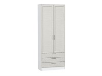 Шкаф двухстворчатый Стиль ШК-803 с ящиками Белый, Cappuccino Softwood, каркас ЛДСП  Белый, фасад МДФ  Cappuccino Softwood,  2110*800*376 sppr5VVTtoAR63295