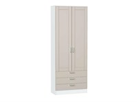 Шкаф двухстворчатый Стиль ШК-803 с ящиками Белый, Cream Silk, Лофт, каркас ЛДСП  Белый, фасад МДФ  Cream Silk,  2110*800*376 sppr5VVTtoAR74496