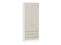 Шкаф двухстворчатый Стиль ШК-803 с ящиками Белый, Cream Silk, Фьюжн, каркас ЛДСП  Белый, фасад МДФ  Cream Silk,  2110*800*376 sppr5VVTtoAR74484
