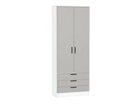 Шкаф двухстворчатый Стиль ШК-803 с ящиками Белый, Grey Silk, Фрейм, каркас ЛДСП  Белый, фасад МДФ  Grey Silk,  2110*800*376 sppr5VVTtoAR74506