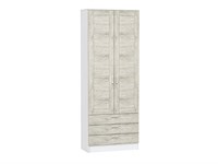 Шкаф двухстворчатый Стиль ШК-803 с ящиками Белый, Nordic Oak, каркас ЛДСП  Белый, фасад МДФ  Nordic Oak,  2110*800*376 sppr5VVTtoAR63258