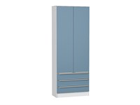 Шкаф двухстворчатый Стиль ШК-803 с ящиками Белый, Silky Blue, каркас ЛДСП  Белый, фасад МДФ  Silky Blue,  2110*800*376 sppr5VVTtoAR59868
