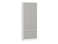 Шкаф двухстворчатый Стиль ШК-803 с ящиками Белый, Silky Light Grey, каркас ЛДСП  Белый, фасад МДФ  Silky Light Grey,  2110*800*376 sppr5VVTtoAR68718