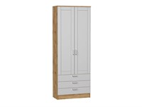Шкаф двухстворчатый Стиль ШК-803 с ящиками Дуб Вотан, Grey Silk, Лофт, каркас ЛДСП  Дуб Вотан, фасад МДФ  Grey Silk,  2110*800*376 sppr5VVTtoAR74509