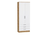Шкаф двухстворчатый Стиль ШК-803 с ящиками Дуб Вотан, White Silkwood, каркас ЛДСП  Дуб Вотан, фасад МДФ  White Silkwood,  2110*800*376 sppr5VVTtoAR74542