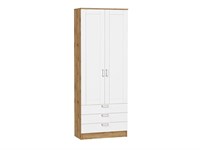 Шкаф двухстворчатый Стиль ШК-803 с ящиками Дуб Вотан, White Silk, Лофт, каркас ЛДСП  Дуб Вотан, фасад МДФ  White Silk,  2110*800*376 sppr5VVTtoAR74515