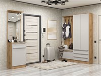Прихожая  Стиль-04, каркас ЛДСП  Дуб Вотан, фасад МДФ  Silky Light Grey,  2110*2200*380 sppr5VVTtoAR68735