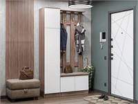 Прихожая  Холл-02, каркас ЛДСП  Ясень шимо темный, фасад МДФ  Silky White,  2024*1200*382 sppr5VVTtoAR68741