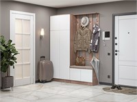 Прихожая  Холл-03, каркас ЛДСП  Ясень шимо темный, фасад МДФ  Silky White,  2024*1600*382 sppr5VVTtoAR68743