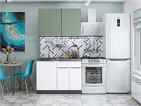 Кухонный гарнитур модульный Фьюжн-05, каркас ЛДСП  Graphite, фасад МДФ  Silky Mint/Silky White,  2140*1100*600 sppr5VVTtoAR60736