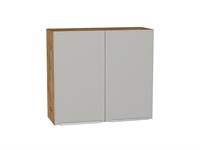 Кухонный  Шкаф верхний с 2-мя дверцами Фьюжн Дуб Вотан, Silky Light Grey, 720, 800, каркас ЛДСП  Дуб Вотан, фасад МДФ  Silky Light Grey,  716*800*320 sppr5VVTtoAR66615