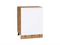 Кухонный  Шкаф нижний с 1-ой дверцей Фьюжн Дуб Вотан, Silky White, 600, каркас ЛДСП  Дуб Вотан, фасад МДФ  Silky White,  816*600*480 sppr5VVTtoAR60968