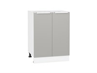 Кухонный  Шкаф нижний с 2-мя дверцами Фьюжн Белый, Silky Light Grey, 600, каркас ЛДСП  Белый, фасад МДФ  Silky Light Grey,  816*600*480 sppr5VVTtoAR66682