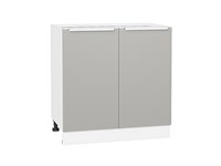 Кухонный  Шкаф нижний с 2-мя дверцами Фьюжн Белый, Silky Light Grey, 800, каркас ЛДСП  Белый, фасад МДФ  Silky Light Grey,  816*800*480 sppr5VVTtoAR66683