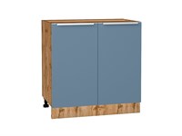 Кухонный  Шкаф нижний с 2-мя дверцами Фьюжн Дуб Вотан, Silky Blue, 800, каркас ЛДСП  Дуб Вотан, фасад МДФ  Silky Blue,  816*800*480 sppr5VVTtoAR61016