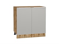 Кухонный  Шкаф нижний с 2-мя дверцами Фьюжн Дуб Вотан, Silky Light Grey, 800, каркас ЛДСП  Дуб Вотан, фасад МДФ  Silky Light Grey,  816*800*480 sppr5VVTtoAR66685