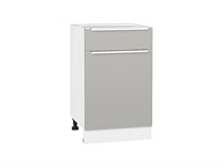 Кухонный  Шкаф нижний с 1-ой дверцей и ящиком Фьюжн Белый, Silky Light Grey, 500, каркас ЛДСП  Белый, фасад МДФ  Silky Light Grey,  816*500*480 sppr5VVTtoAR66647