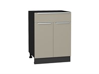 Кухонный  Шкаф нижний с 2-мя дверцами и ящиком Фьюжн Graphite, Silky Grey, 600, каркас ЛДСП  Graphite, фасад МДФ  Silky Grey,  816*600*480 sppr5VVTtoAR52201