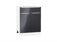 Кухонный  Шкаф нижний с 2-мя дверцами и ящиком Фьюжн Белый, Anthracite, 600, каркас ЛДСП  Белый, фасад МДФ  Anthracite,  816*600*480 sppr5VVTtoAR36915