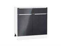 Кухонный  Шкаф нижний с 2-мя дверцами и ящиком Фьюжн Белый, Anthracite, 800, каркас ЛДСП  Белый, фасад МДФ  Anthracite,  816*800*480 sppr5VVTtoAR56609