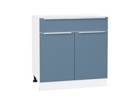 Кухонный  Шкаф нижний с 2-мя дверцами и ящиком Фьюжн Белый, Silky Blue, 800, каркас ЛДСП  Белый, фасад МДФ  Silky Blue,  816*800*480 sppr5VVTtoAR56605