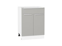 Кухонный  Шкаф нижний с 2-мя дверцами и ящиком Фьюжн Белый, Silky Light Grey, 600, каркас ЛДСП  Белый, фасад МДФ  Silky Light Grey,  816*600*480 sppr5VVTtoAR66676