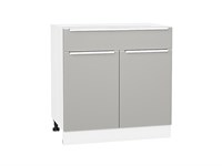 Кухонный  Шкаф нижний с 2-мя дверцами и ящиком Фьюжн Белый, Silky Light Grey, 800, каркас ЛДСП  Белый, фасад МДФ  Silky Light Grey,  816*800*480 sppr5VVTtoAR66677