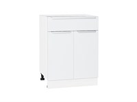 Кухонный  Шкаф нижний с 2-мя дверцами и ящиком Фьюжн Белый, Silky White, 600, каркас ЛДСП  Белый, фасад МДФ  Silky White,  816*600*480 sppr5VVTtoAR52198