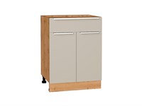 Кухонный  Шкаф нижний с 2-мя дверцами и ящиком Фьюжн Дуб Вотан, Cream Silk, 600, каркас ЛДСП  Дуб Вотан, фасад МДФ  Cream Silk,  816*600*480 sppr5VVTtoAR71971