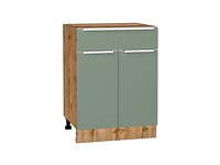 Кухонный  Шкаф нижний с 2-мя дверцами и ящиком Фьюжн Дуб Вотан, Silky Mint, 600, каркас ЛДСП  Дуб Вотан, фасад МДФ  Silky Mint,  816*600*480 sppr5VVTtoAR60999