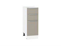 Кухонный  Шкаф нижний с 3-мя ящиками Фьюжн Белый, Silky Grey, 300, каркас ЛДСП  Белый, фасад МДФ  Silky Grey,  816*300*480 sppr5VVTtoAR52224