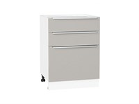 Кухонный  Шкаф нижний с 3-мя ящиками Фьюжн Белый, Silky Light Grey, 600, каркас ЛДСП  Белый, фасад МДФ  Silky Light Grey,  816*600*480 sppr5VVTtoAR66692