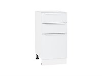 Кухонный  Шкаф нижний с 3-мя ящиками Фьюжн Белый, Silky White, 400, каркас ЛДСП  Белый, фасад МДФ  Silky White,  816*400*480 sppr5VVTtoAR52230