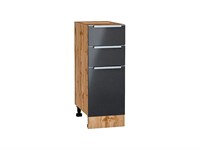 Кухонный  Шкаф нижний с 3-мя ящиками Фьюжн Дуб Вотан, Anthracite, 300, каркас ЛДСП  Дуб Вотан, фасад МДФ  Anthracite,  816*300*480 sppr5VVTtoAR61027