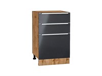 Кухонный  Шкаф нижний с 3-мя ящиками Фьюжн Дуб Вотан, Anthracite, 500, каркас ЛДСП  Дуб Вотан, фасад МДФ  Anthracite,  816*500*480 sppr5VVTtoAR61053