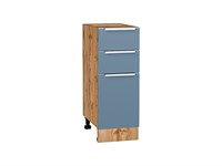 Кухонный  Шкаф нижний с 3-мя ящиками Фьюжн Дуб Вотан, Silky Blue, 300, каркас ЛДСП  Дуб Вотан, фасад МДФ  Silky Blue,  816*300*480 sppr5VVTtoAR61025