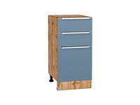 Кухонный  Шкаф нижний с 3-мя ящиками Фьюжн Дуб Вотан, Silky Blue, 400, каркас ЛДСП  Дуб Вотан, фасад МДФ  Silky Blue,  816*400*480 sppr5VVTtoAR61044