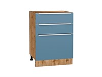 Кухонный  Шкаф нижний с 3-мя ящиками Фьюжн Дуб Вотан, Silky Blue, 600, каркас ЛДСП  Дуб Вотан, фасад МДФ  Silky Blue,  816*600*480 sppr5VVTtoAR61046