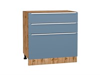 Кухонный  Шкаф нижний с 3-мя ящиками Фьюжн Дуб Вотан, Silky Blue, 800, каркас ЛДСП  Дуб Вотан, фасад МДФ  Silky Blue,  816*800*480 sppr5VVTtoAR61047