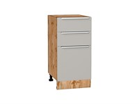 Кухонный  Шкаф нижний с 3-мя ящиками Фьюжн Дуб Вотан, Silky Light Grey, 400, каркас ЛДСП  Дуб Вотан, фасад МДФ  Silky Light Grey,  816*400*480 sppr5VVTtoAR66695