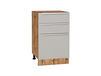 Кухонный  Шкаф нижний с 3-мя ящиками Фьюжн Дуб Вотан, Silky Light Grey, 500, каркас ЛДСП  Дуб Вотан, фасад МДФ  Silky Light Grey,  816*500*480 sppr5VVTtoAR66696