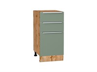 Кухонный  Шкаф нижний с 3-мя ящиками Фьюжн Дуб Вотан, Silky Mint, 400, каркас ЛДСП  Дуб Вотан, фасад МДФ  Silky Mint,  816*400*480 sppr5VVTtoAR61040