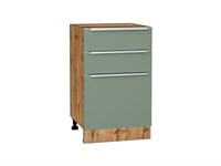 Кухонный  Шкаф нижний с 3-мя ящиками Фьюжн Дуб Вотан, Silky Mint, 500, каркас ЛДСП  Дуб Вотан, фасад МДФ  Silky Mint,  816*500*480 sppr5VVTtoAR61041