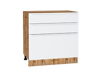 Кухонный  Шкаф нижний с 3-мя ящиками Фьюжн Дуб Вотан, Silky White, 800, каркас ЛДСП  Дуб Вотан, фасад МДФ  Silky White,  816*800*480 sppr5VVTtoAR61031
