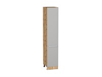 Кухонный  Шкаф пенал с 2-мя дверцами Фьюжн Дуб Вотан, Silky Light Grey, 2140, 400, каркас ЛДСП  Дуб Вотан, фасад МДФ  Silky Light Grey,  2132*400*576 sppr5VVTtoAR66726