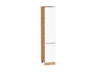 Кухонный  Шкаф пенал с 2-мя дверцами Фьюжн Дуб Вотан, Silky White, 2140, 400, каркас ЛДСП  Дуб Вотан, фасад МДФ  Silky White,  2132*400*576 sppr5VVTtoAR60694