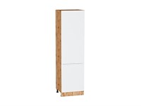 Кухонный  Шкаф пенал с 2-мя дверцами Фьюжн Дуб Вотан, Silky White, 2140, 600, каркас ЛДСП  Дуб Вотан, фасад МДФ  Silky White,  2132*600*576 sppr5VVTtoAR60695