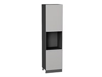 Кухонный  Шкаф пенал с 2-мя дверцами под технику Фьюжн Graphite, Silky Light Grey, 2340, каркас ЛДСП  Graphite, фасад МДФ  Silky Light Grey,  2336*600*576 sppr5VVTtoAR66721