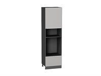 Кухонный  Шкаф пенал с 1-ой дверцей и ящиком под технику Фьюжн Graphite, Silky Light Grey, 2140, каркас ЛДСП  Graphite, фасад МДФ  Silky Light Grey,  2132*600*576 sppr5VVTtoAR66714